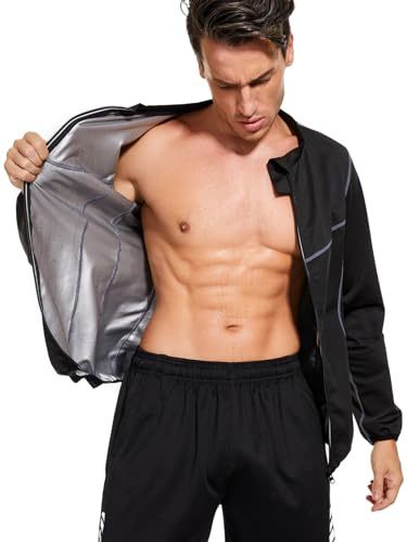 LAZAWG Sauna Suit Sweat Shirt Long Sleeve Sauna Jacket Body Shaper Fitness Sweat Top Exercise Gym Running