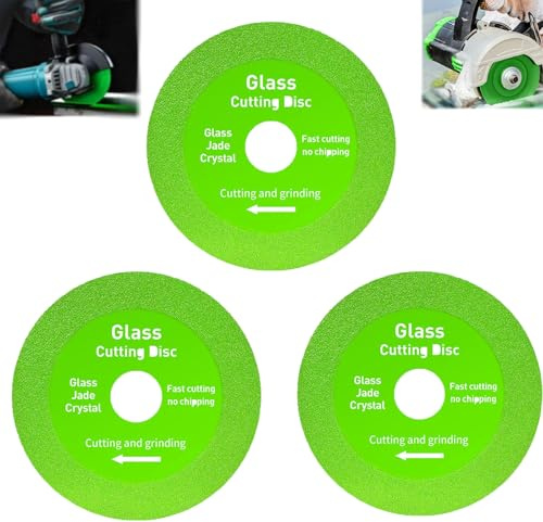 3 Pièces Disque Diamant, 125 x 22,23 mm, Disque Diamant Professionnel, Disque Coupe Verre, Disque à Tronçonner Verre, Jade, Cristal, Bouteilles de Vin, Céramique, Granit (Vert)