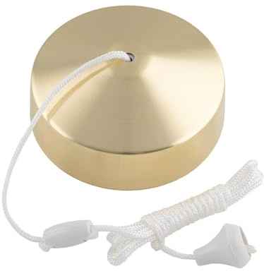 Kooples Hardware 10Amp 2 Way Pull Cord Switch Ceiling Mounted Light Control (Satin Brass)