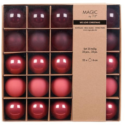 Weihnachtskugeln Glas 6cm 25er Set - transparent, matt & glänzend - Christbaumkugeln Weihnachtsbaumkugeln für Weihnachten - Christbaumschmuck & Weihnachtsbaumschmuck - Dusty Rose Flow