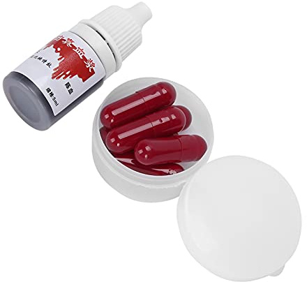 Zerodis Diy Supplies Blood Capsules Makeup Theater Special Effects With Safe Ingredients 6 Capsules Storage Box Fake Blood Bottle Halloween Costume Scary Effects Fake