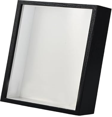 QINGZY Cornice 3D Profonda per Oggetti a 5 cm, Cornice Portafoto da Riempire, Cornice Contenitore, Cornici per Foto Legno con Pannello in Acrilico per Medaglia Fiore Regali Souvenir (25x25cm;Nero)