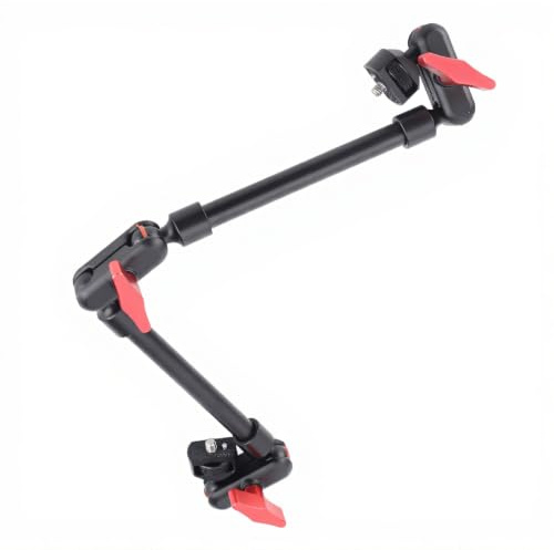 Jelquix 22 Tums Multivinkel Justerbar Förlängningsstång, Aluminiumskruv Dubbel Kulhuvud Ledad Arm med Säker Låsning för LED-ljus Mikrofon Monitor Telefon Clamp Camera Arm Kamera