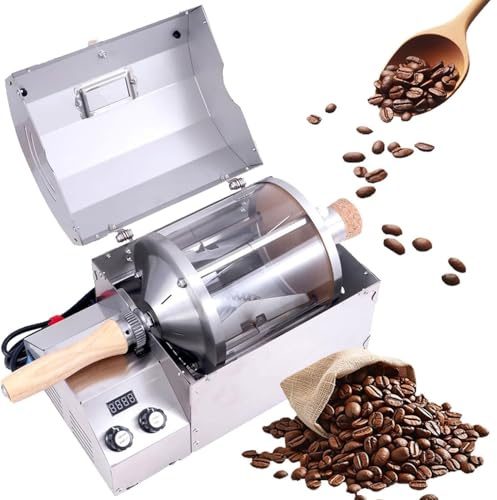 Tostador de café eléctrico, máquina de tambor de vidrio de alta temperatura de 1200 W para hogar y comercial, tuesta hasta 400 g de granos de café