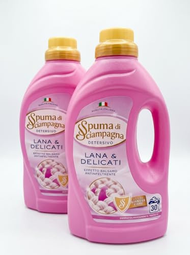 Detersivo Liquido per Lana e Delicati Effetto Balsamo, Rinnova le Fibre, 1350 ml, Set Multiplo da 2, 4 o 6 Confezioni (Set da 6 Flaconi)
