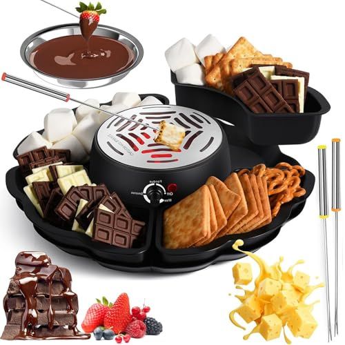 2 i 1 marshmallow rostningssats justerbar temperatur, ostfondue set | Chokladfondue, marshmallowrostare med temperaturkontroll med 5 tillbehör