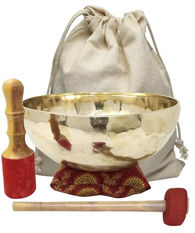 CRAFTSTRIBE 8 Handmade Crown Chatra Tibetan Singing Bowl Meditation Healing Bowl With Mallet And Silk Cushion