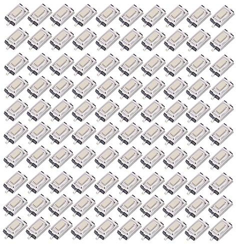 Interruptor de botón táctil momentáneo, kit surtido de interruptor de tacto micro momentáneo, con alta sensibilidad y respuesta rápida, SMD 3 x 6 x 2,5 mm (100 piezas)