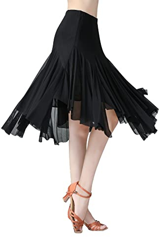 AFAVOM Jupe de danse de salon pour femme - Longue jupe de danse latine pour danse du ventre - Robe de flamenco