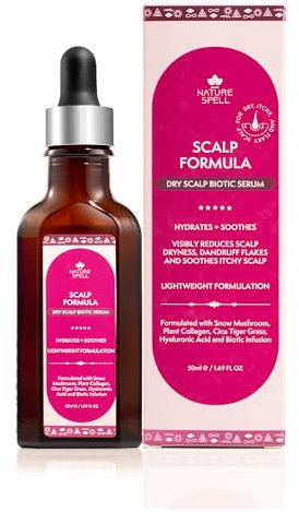 Nature Spell Dry Scalp Serum, Hydrating and Soothing Formula with Hyaluronic Acid & Plant Collagen, Lightweight, Vegan, 50ml