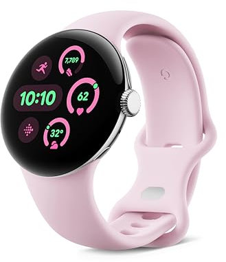 Google Pixel Watch 3 (41 mm) – Android smartwatch with Heart Rate Tracking, Advanced Running from Fitbit, Fitness Insights, 24-Hour Battery – Polished Silver Aluminium Case – Rose Quartz Band – Wi-Fi