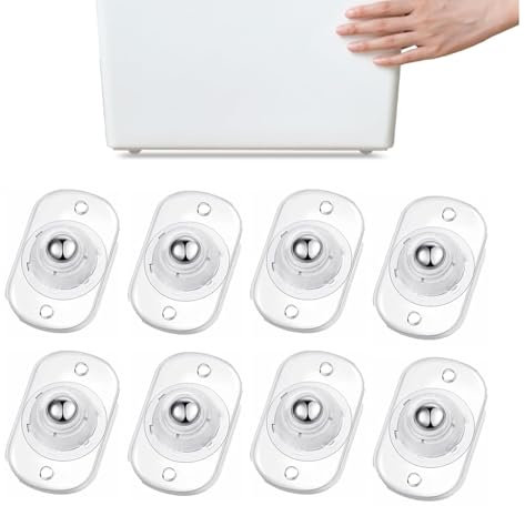 Self Adhesive Mini Caster Wheels, Ball Casters for Kitchen Appliance, 360° Swivel Universal Wheel Roller Castors, Sticky Pulley for DIY, Trash Can, Storage Box, Small Appliance (8, Clear)