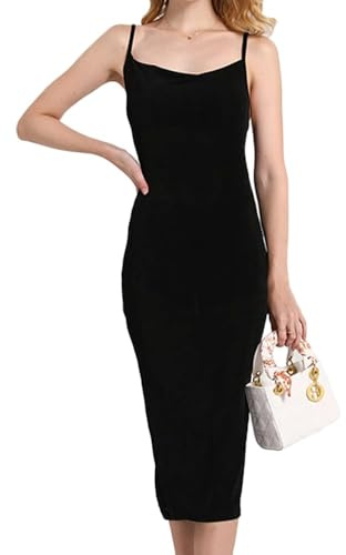 KBRPEY Vestito Donna Spaghetti Abito Tubino Midi Elegante da Cerimonia Vestiti Estivi Abiti Aderente Casual Formale Cocktail Party Sera Vestito con Spalline Sottili