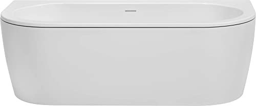 Saqu Line Badewanne - mit schwarzer Umrandung und Weißer Abfallabdeckung - 180x81,5 cm - Weiß - Eckbadewanne - Acryl - Spa, für 2 Personen