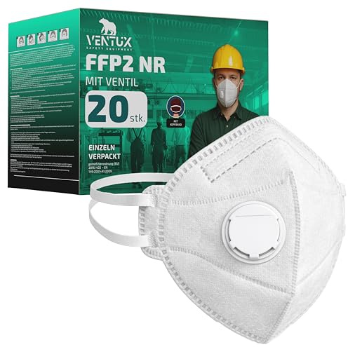 FFP2 Mask med Ventil Certifierad EN 149 – Andningsskydd med Nackband | Engångsmask mot Damm Partiklar Byggarbetsplats Industri