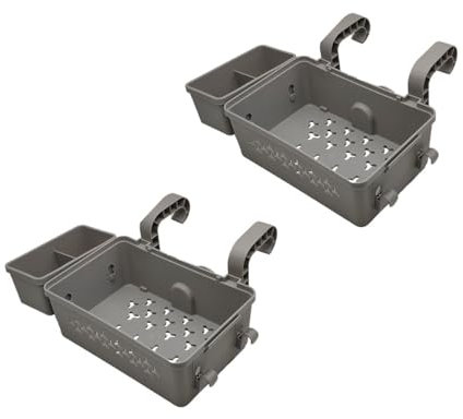 Zoutpy Cesta de almacenamiento para piscina, cesta de plástico reciclado, cesta de almacenamiento para piscina con soporte para bebidas y ganchos, accesorios para piscina, cesta lateral para piscina