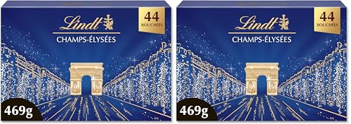 Lindt - Boîte CHAMPS-ÉLYSÉES Assorti - Assortiment de Chocolats au Lait, Noirs et Blancs - Pralinés, Croustillants et Onctueux - Idéal pour Noël, 469g (Lot de 2)