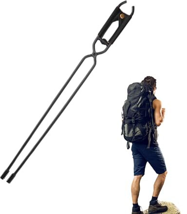 Djowyh Pinzas para chimenea, pinzas de fuego, metal Log Grabber Tongs, pinzas de alto rendimiento, herramientas portátiles para chimenea de camping para interiores y exteriores