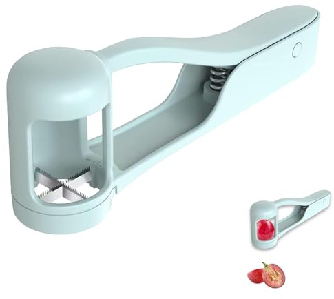 1PCS Grape Cutter,Multi Grape Quarter Cutter Tool,Stainless Steel Blades Quarter Grape Slicer with Light Green Plastic Handle Ideal for Grape Tomato Cherry Strawberry Quarter Grape Slicer