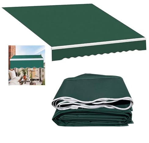 Parasol retráctil de repuesto para patio, poliéster impermeable de 280 g, para ventanas y puertas, color verde (5,5 x 3,5 m), ideal para mercados y espacios al aire libre