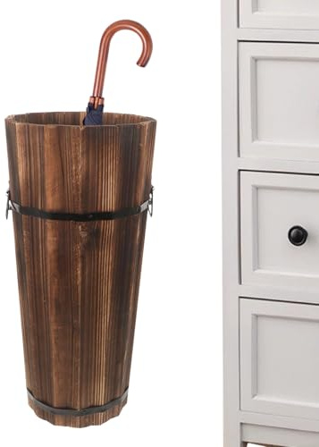 Quorvex Soporte De Paraguas De Madera - 38x17cm Cubo De Madera Para Paraguas | Almacenamiento Funcional Para Interior | Para Entrada Del Hogar Diseño Elegante Y Duradero