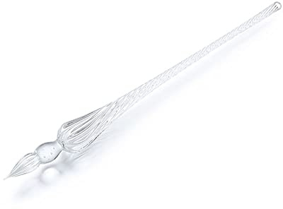 Vintage Round Headed Threaded Glass Dip Dipping Pen, Filling Ink Signature Calligraphy Fountain Pens Art Supplies(Transparent-no box)
