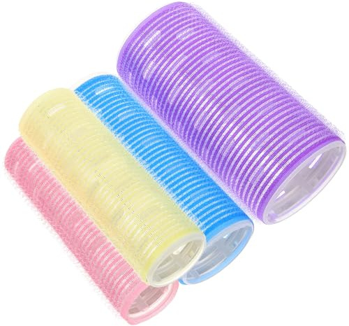 TOPBATHY Lot de 4 Bigoudis Auto-Agrippants en Aluminium Tailles S à Xl pour Cheveux Rouleaux Chauffants Portables sans Chaleur Outils Coiffure Pratiques pour Boucles Solide à Domicile