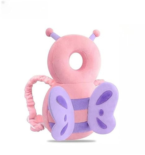 Baby Head Protection Backpack, Adjustable Safety Cushion, Walking Aid for Toddlers, Head Protection Pads Toddlers Walking Children's Head Pillows (Pink Butterfly)