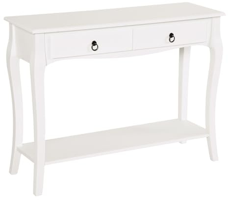 HOMCOM Mesa Consola Aparador con Cajones Madera 100x33x75cm Blanco Brillo