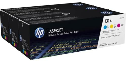 HP Tóner 131A U0SL1AM original, 3 unidades, 1800 páginas (3 unidades), recibirás 1 paquete de 3 unidades