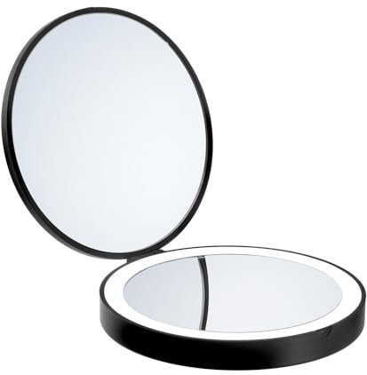 Smedbo Outline Lite Reise Kosmetikspiegel schwarz LED mit 7- Facher Vergrößer