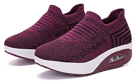 DEBAIJIA Femme Sneakers Confortables Chaussures De Course Chaussures De Sport Running Décontractées Baskets Antidérapant Respirantes EU 35 Violet Foncé