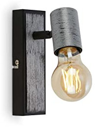 BRILONER - Lampada da parete vintage, spot da parete orientabile, lampada da parete, 1x attacco E27, Argento-Creato, 165x50x110 mm