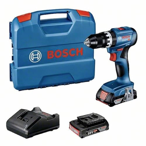 Bosch Professional 18V System Akku Schlagbohrschrauber GSB 18V-45 (Drehzahl 1.900 min⁻¹, inkl. 2x 2.0Ah Akku, GAL 18V-20, L-Case)