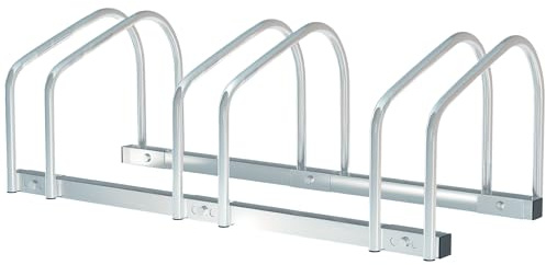 HOMCOM Râtelier 3 vélos range-vélos support de rangement pneu 65 mm sol ou mural pour VTT enfants BMX 76 x 33 x 27 cm acier argent