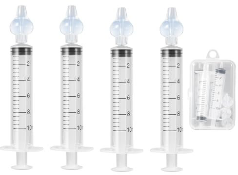 Blendura 4 PCS Siringa per Lavaggi Nasali Bambini 10 ml, Baby Doccia Nasale Sicuro e Confortevole, Irrigazione Nasale Riutilizzabile Portatile Aspiratore Nasale