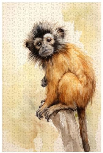 Jigsaw Puzzles for adults, 1000 Pieces, Tamarin monkey hiding in large trees, look around, Animal puzzles (b ; 1000)