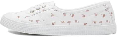 Lilley Phoebe Womens White Flower Print Canvas - Size 7 UK - White