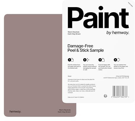 Hemway - Peel & Stick Sample for Our Interior Paint - Dark Clay Brown | A5 Damage-Free, Accurate Colour Swatch | Test Our Matt Finishes for Interior Decor | Easy to use and eco-friendly