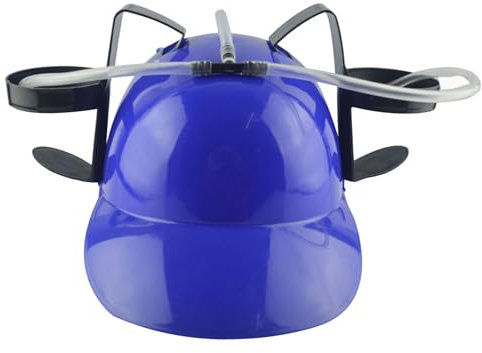 Biertrinkhut, Bierhut Trinkhut Spaß Trinken Hut Safer Plastik -Trinkhelm mit Dose Halter und Stroh, lustiger Hut für Bier Soda Party Fußballspiele Neuheit Geschenk Blau, Trinken Helm