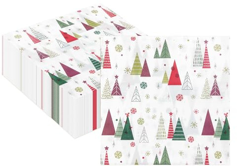 LYLIDIA 80 Servilletas de Papel para Navidad, 33 x 33 cm, 2 Capas, Decoración de Mesa con Ciervo y Motivos Invernales