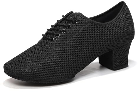 ZYXWVU Mujer Zapatos de práctica de Baile Latino Salsa Tango Baile de Salon Danza Suaves y Cómodos Negro, 38.5 EU