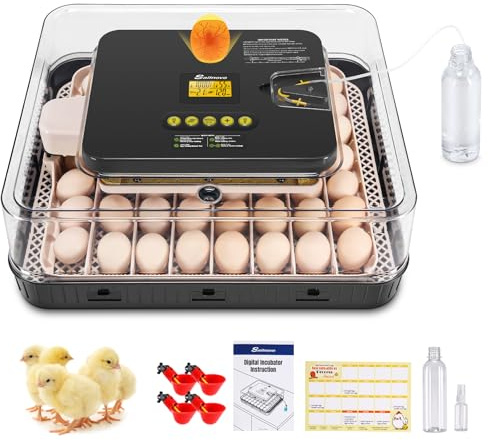 Sailnovo Incubadoras de Huevos Automaticas, Incubadora de 56 Huevos con Volteo Automático de Huevos y Humidificación automática, Incubadora para Huevos de Gallina, Codorniz, Pato, Gris