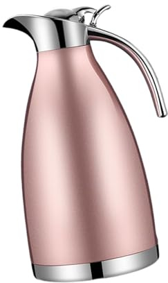 LOVIVER Caraffa per caffè isolata sottovuoto, brocca isolata da 2 Litri, Comoda Maniglia, bollitore sottovuoto a Doppia Parete con Coperchio per caffè e Succo, Oro Rosa