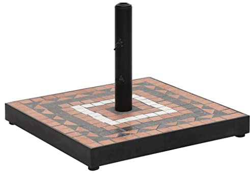 Teenpull Fyrkantigt parasollstativ för terrass och trädgård, 12 kg, terrakotta-keramik och pulverbelagt järn, justerbart för 22–32 mm paraplystänger, snygg utomhus paraplyfot