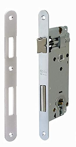 Serratura AGB Patent Grande FORO YALE F50 Q8 finitura (CROMATO OPACO) frontale 18 mm. BORDO TONDO.