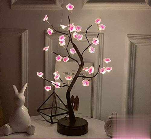 Ulalaza Lámpara de Rama de árbol de Cadena de Cobre Estrellado con batería LED o Suministro USB Luz de Noche de Alambre cálido con Interruptor táctil para la decoración de la habitación del hogar