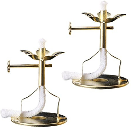 Angoily 2Pcs Lampe de Beurre Flotte Mèches Bouddhiste Lampe de de La D' Huile Mèche Brûlure de Disque Buveur Buddhiste Fournitures S