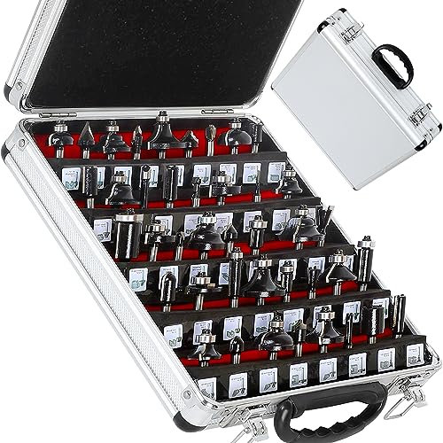 MAYLINE 1/4 Inch Shank Router Bits Sets 41 PCS, Woodwork Milling Groving Cabinet Cutter Router Bit Set, Wood Miter Cutting Tool for Doors Table Shelves DIY (1/4-MN)