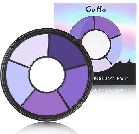 Go Ho 6 Colors Purple Face Body Paint,Cream Water Based Makeup for Halloween Cosplay,Body Paint SFX Makeup Palette,Professional Face Paint Purple Makeup